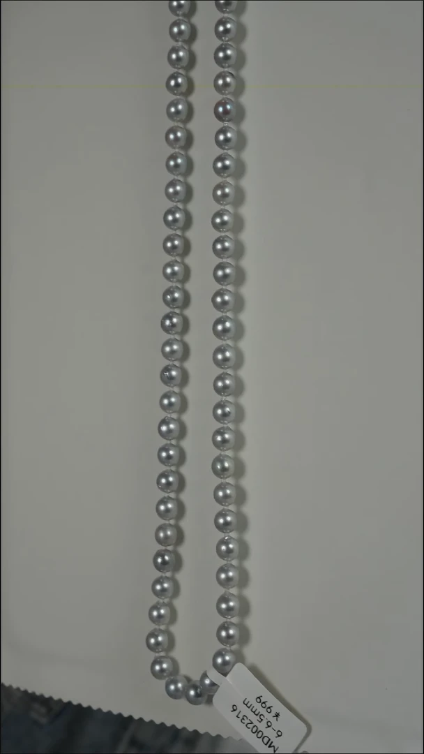 项链银S925镶嵌海水珍珠AK真多麻6-6.5mm
