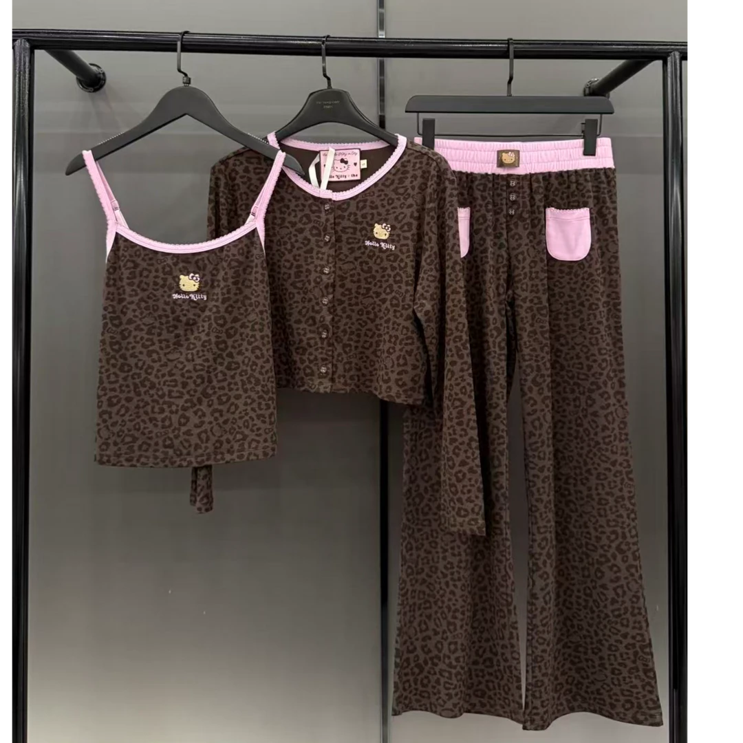 【野家-棕色KT-分装款】 新款潮牌可外穿全棉居家服睡衣套装