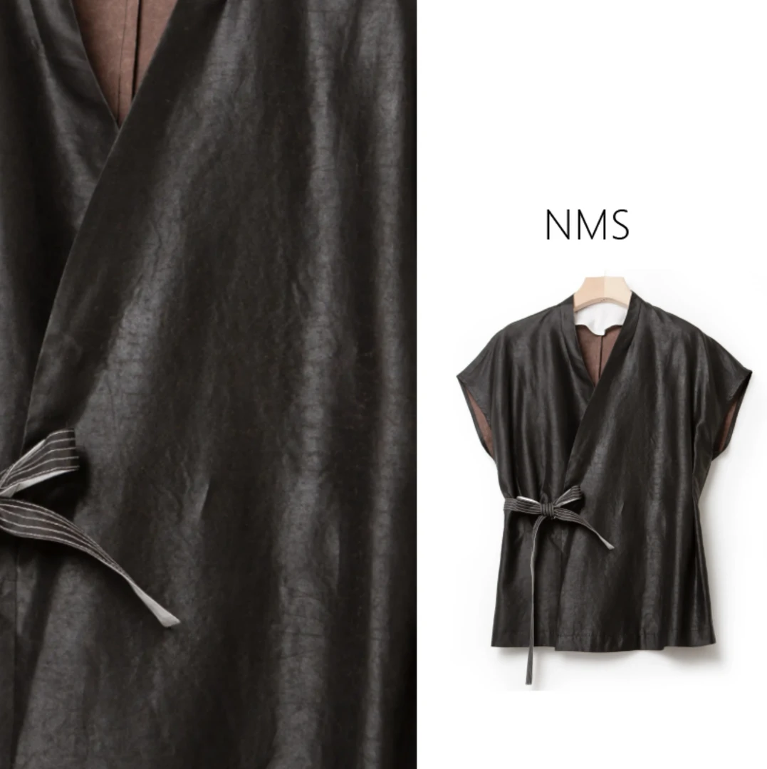 【NMS 诗绣香云纱】龟裂纹束腰系带中式衬衫上衣+裤子