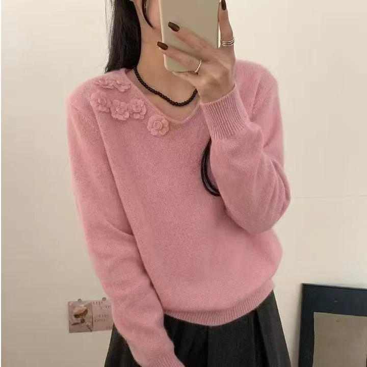（花朵）玉姐家名媛钉钻重工花朵显瘦打底衫毛衣90-140 新选f770