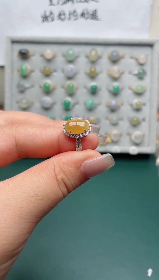 翡翠戒指银S925镶嵌.