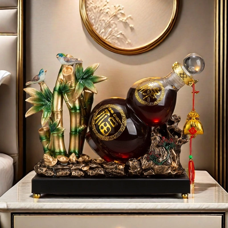 轻奢客厅玄关招财葫芦酒瓶电视酒柜乔迁新居装饰送礼创意旺宅摆件