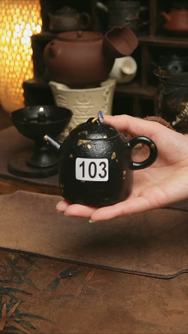 103号紫砂全手工正把洒金茶壶150毫升