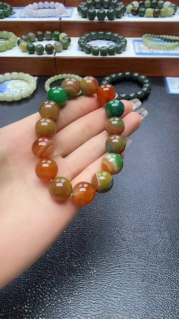 未镶嵌手链玛瑙/玉髓盐源玛瑙卡14精品手串