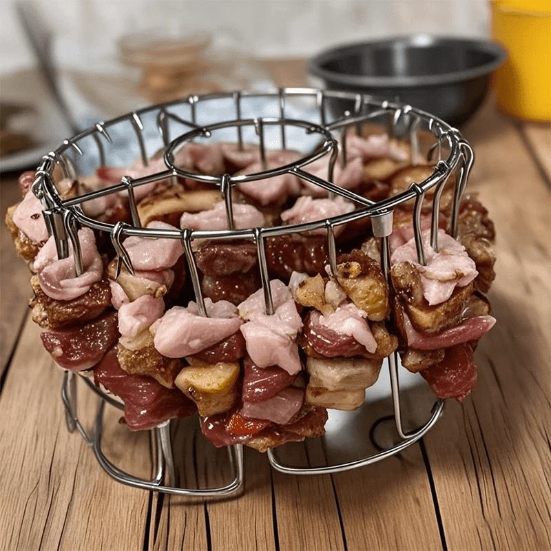 优质家用厨房立式烤串烤肉签空气炸锅烤架烤箱配件带木柄散装中国