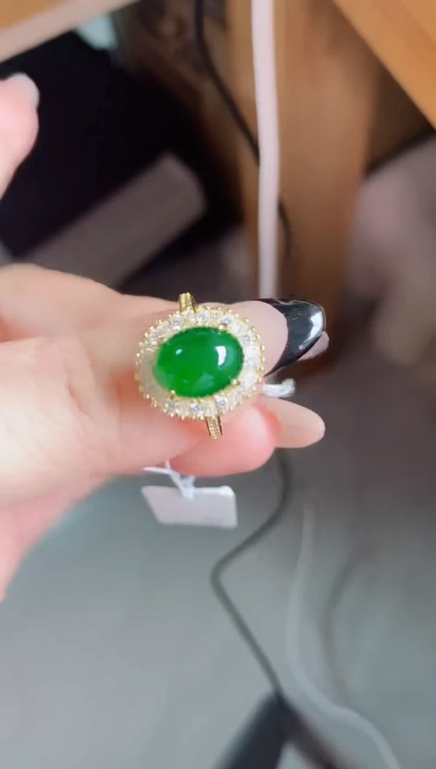 银S925镶嵌戒指翡翠1