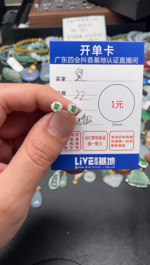 【闪购商品】翡翠颈饰银S925镶嵌耳钉