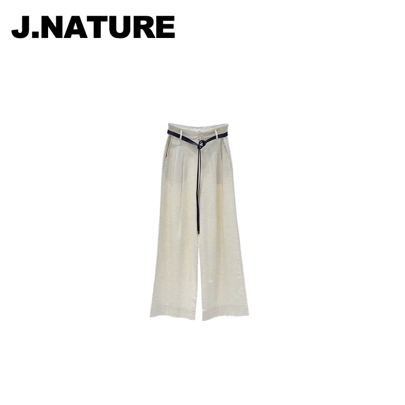 JUST NATURE ｜亚麻混纺裤【麦M渠道】百搭高腰休闲裤宽松阔腿裤