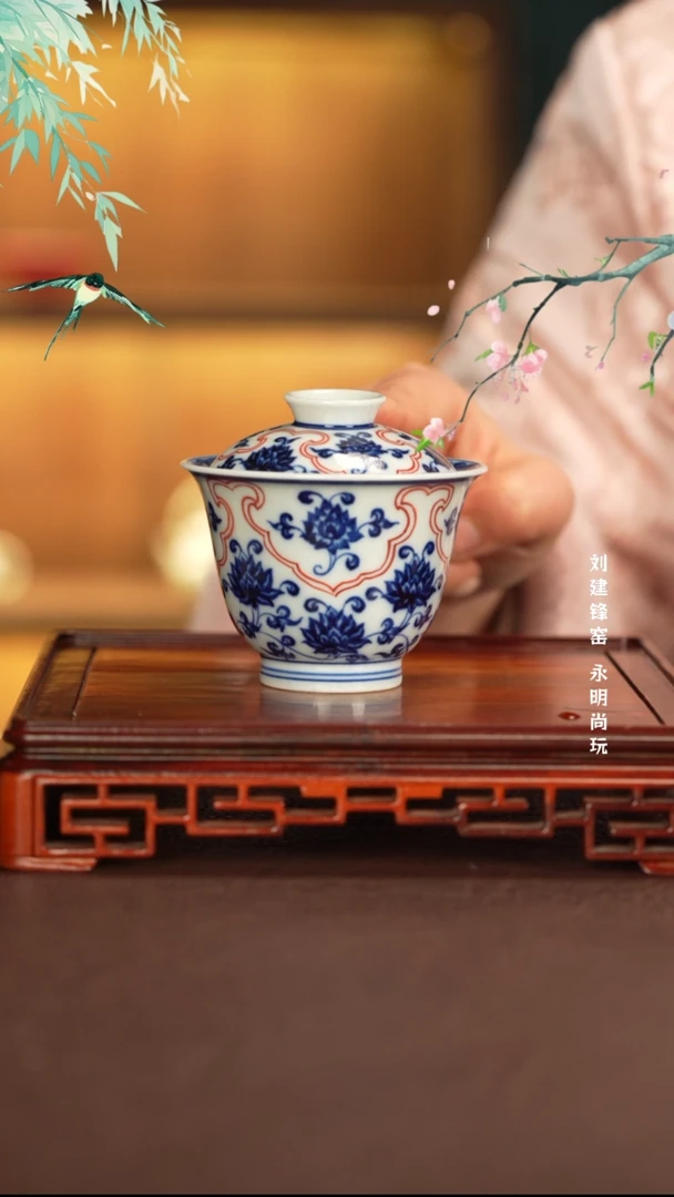 【闪购商品】盖碗景德镇纯手工陶瓷瓷瓷