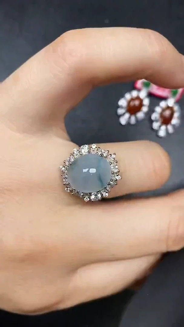 银S925镶嵌戒指翡翠3470