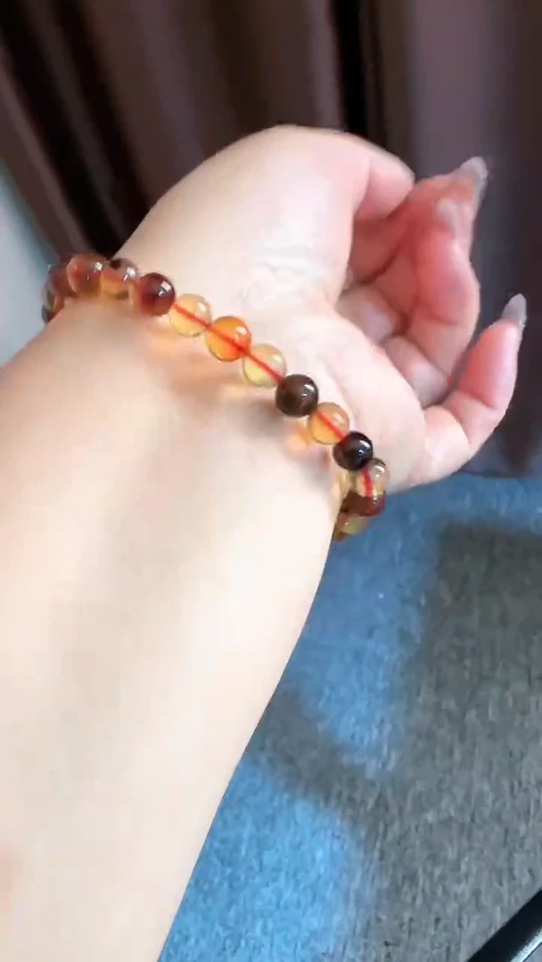 【闪购商品】琥珀手链未镶嵌规格6微瑕多宝手串#91