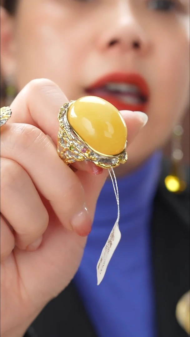 琥珀颈饰未镶嵌翱*蜜蜡大戒指