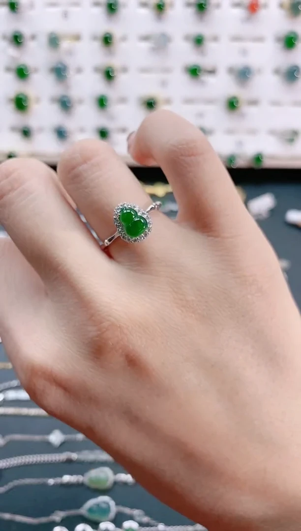 【闪购商品】翡翠戒指银S925镶嵌天然翡翠