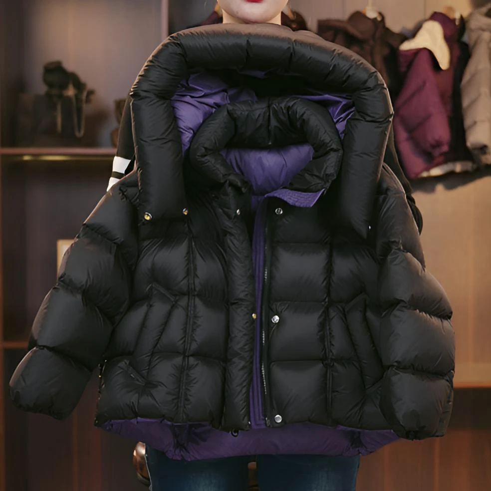 现货【QX】双倍充绒新款儿童羽绒服短款男女童纯色厚款韩版休闲