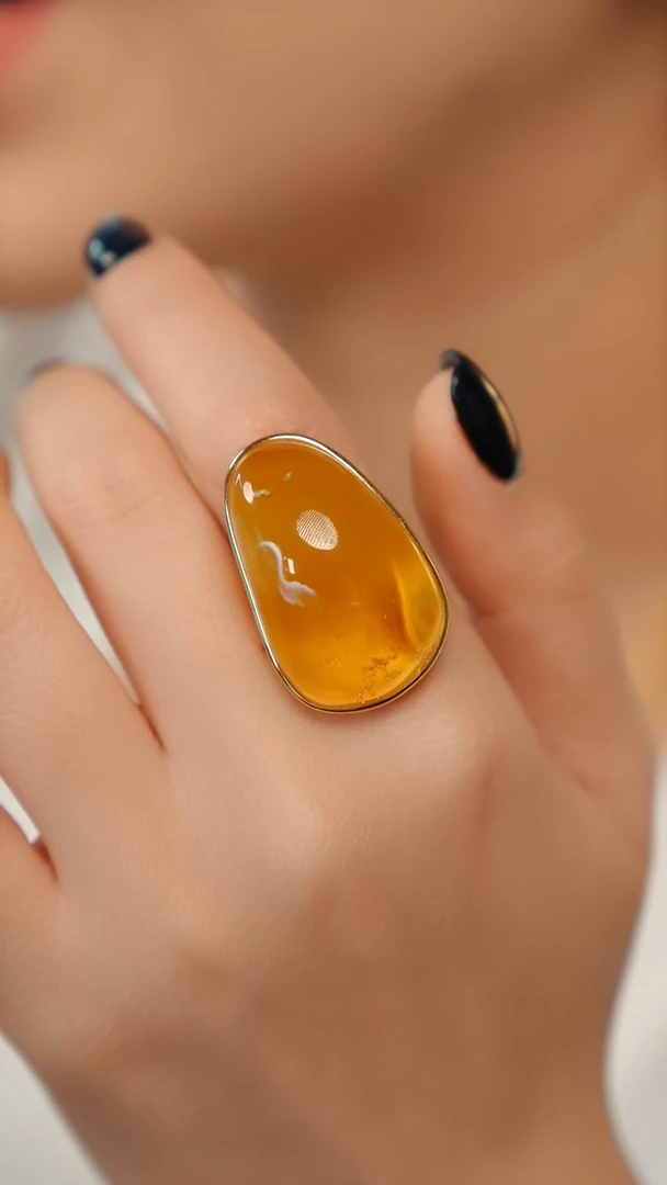 银S925镶嵌蜜蜡戒指孤品金白戒指