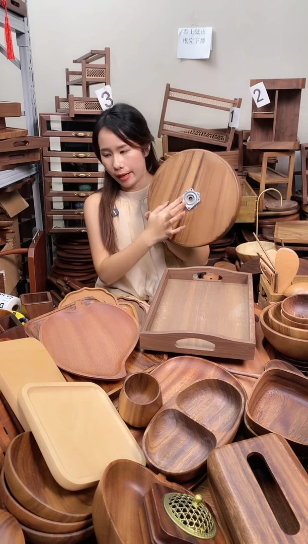 木 南美胡桃木可旋转圆砵30*4cm   （无底板）