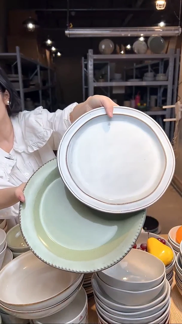 瓷415外贸尾货高温釉下彩陶瓷餐具默认微瑕