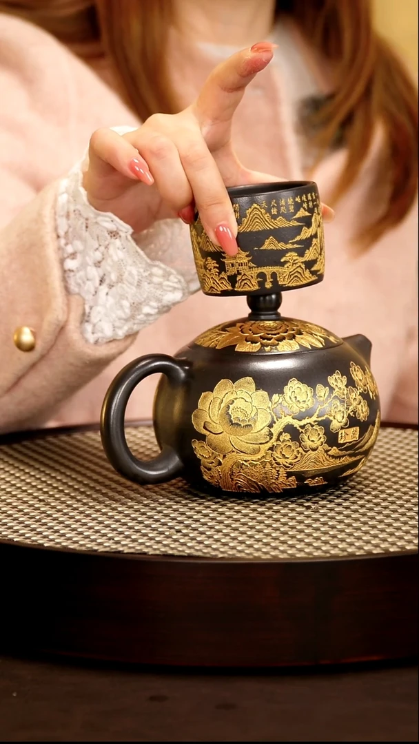 茶壶紫砂紫砂作品1230鎏金288