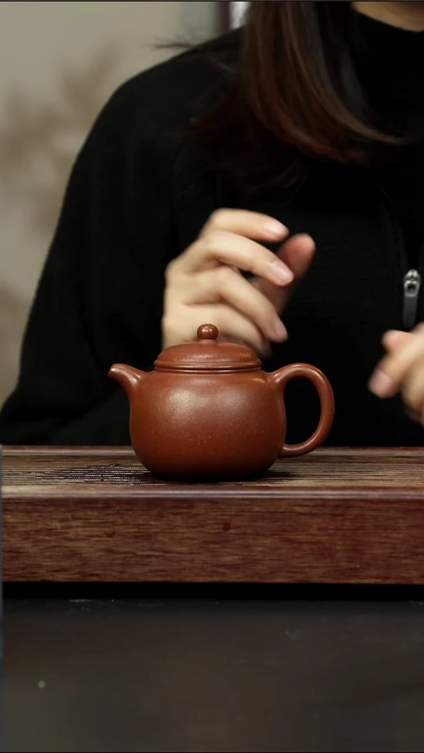 茶壶紫砂红降坡 大匏樽 220cc左右