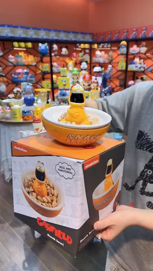 瓷片@@加菲猫陶瓷瓜子盘