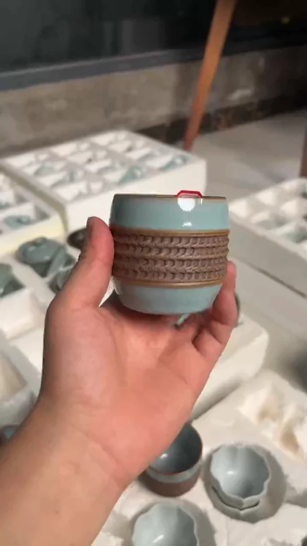 杯17号天青釉重工小鼓杯微微不完美裸发