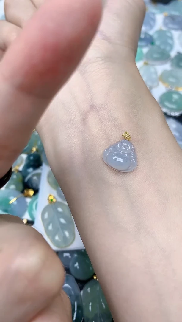 翡翠18K金镶嵌颈饰C****e天然A货翡翠