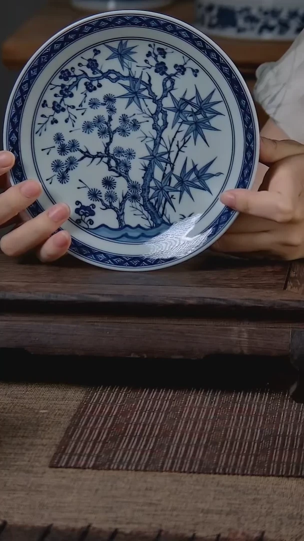 折葵非器手工手绘岁寒三友壶承