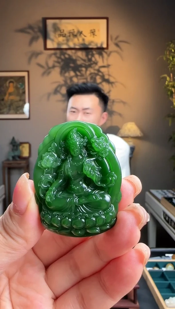 未镶嵌和田玉挂件j3395俄碧度母