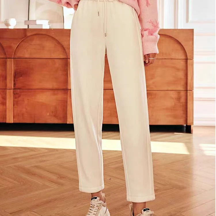 韩版松紧腰弹力锥形裤高腰休闲直筒裤子0212(A5-14)