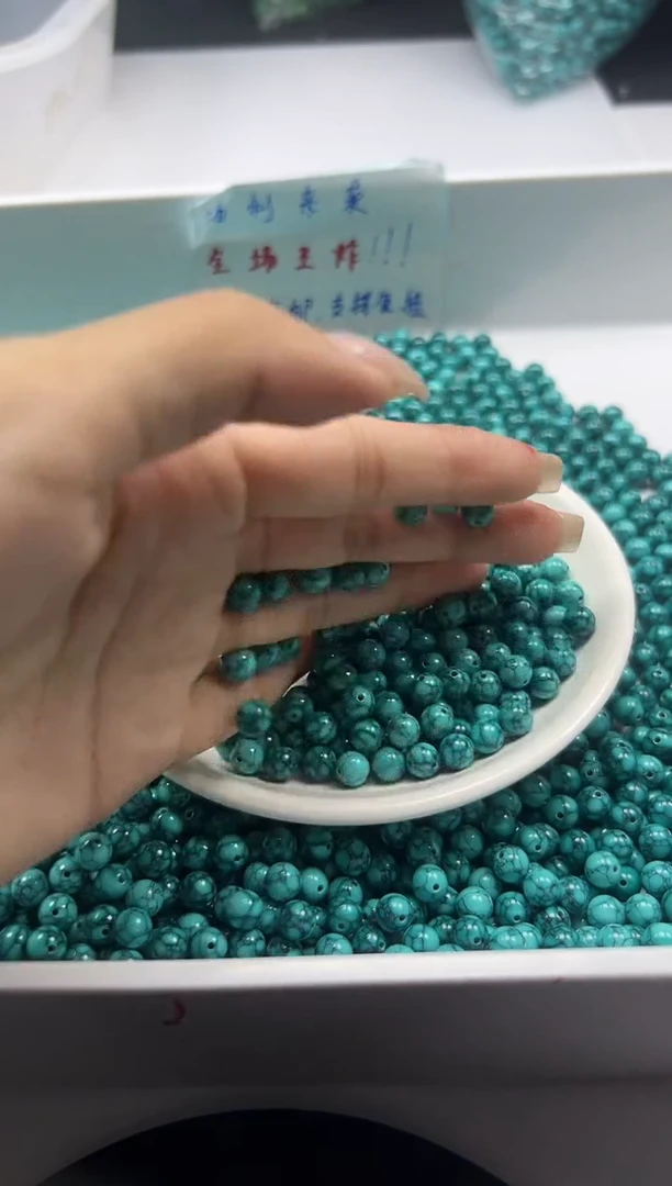 玛瑙/玉髓颈饰未镶嵌w2511高瓷乌兰花纹绿*松6mm*30颗
