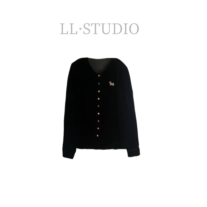 妙兮·LL春季新款时尚显瘦气质设计感彩扣衬衫*20242619