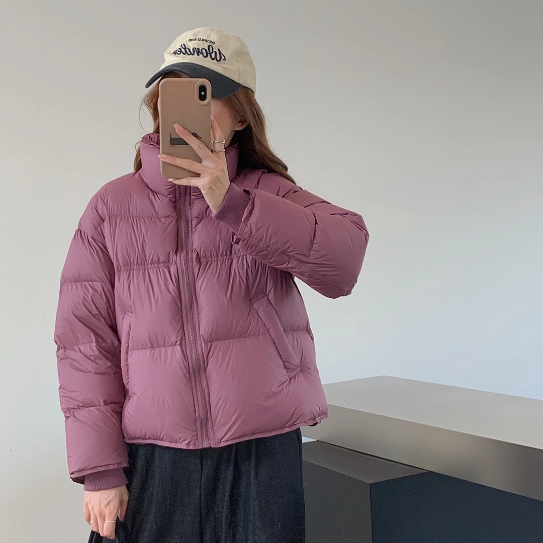 泡芙90白鸭绒羽绒服女短款2025年新款加厚泡芙立领羽绒服外套