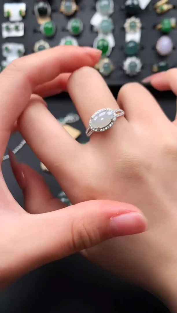 【闪购商品】翡翠戒指银S925镶嵌514124