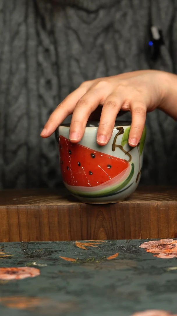 杯釉下彩手工手绘同款陶器