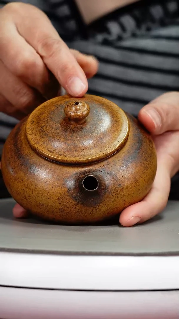 茶壶紫砂龙骨金砂柴烧光素寒江160CC
