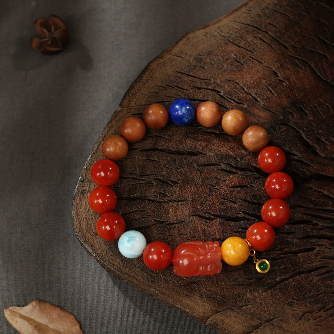 凰一品 富贵天禧老山檀（南红）手串18k