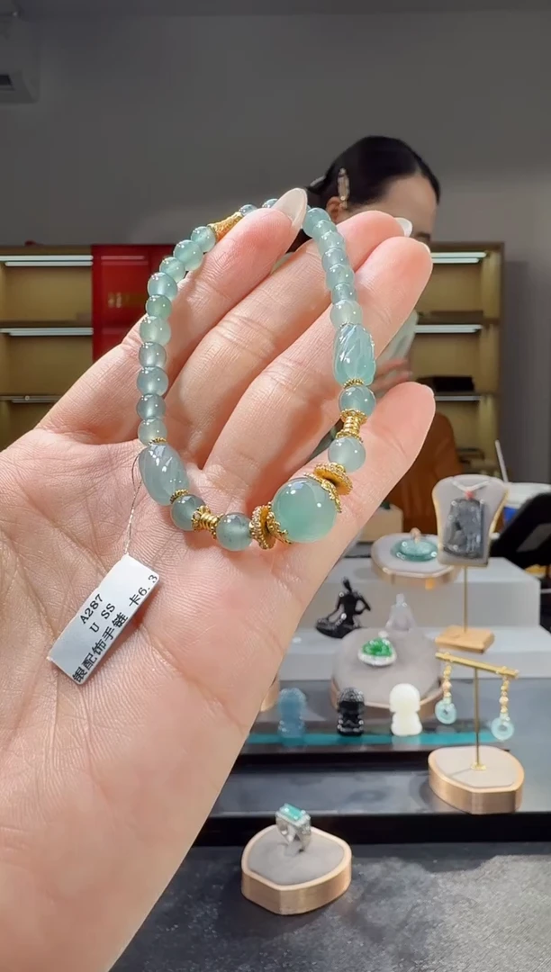 银S925镶嵌手链翡翠手串