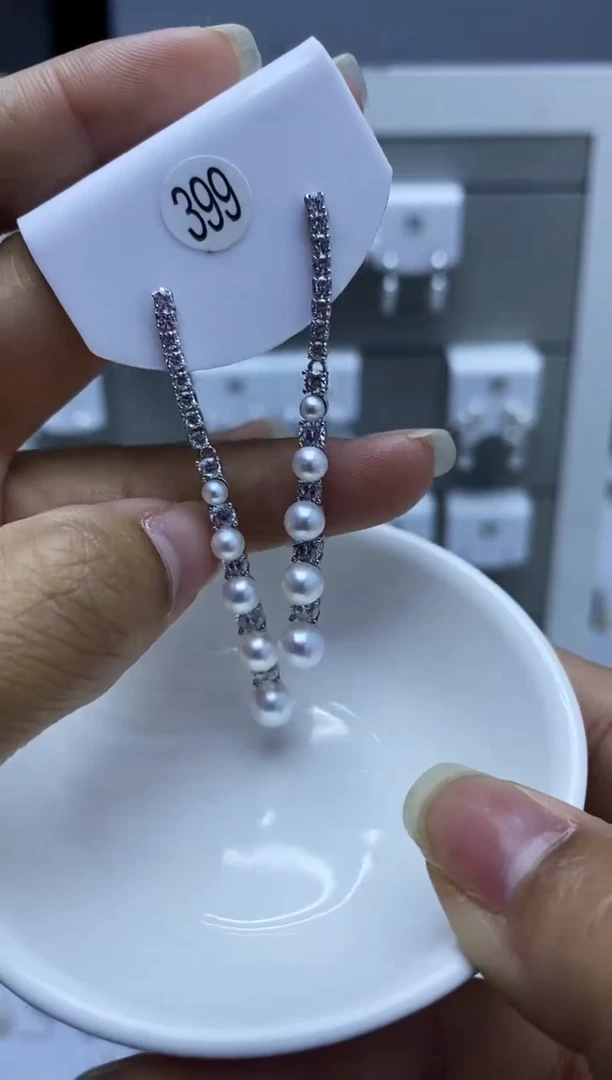 银S925镶嵌耳饰淡水珍珠399