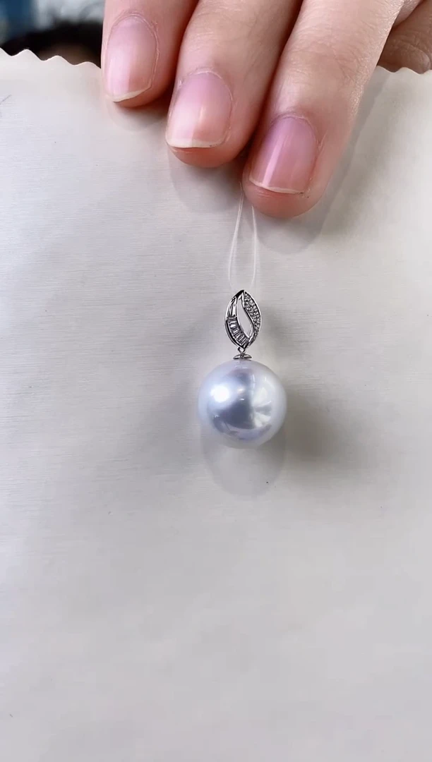 【闪购商品】海水珍珠吊坠(不含链)18K金镶嵌14-15澳白珍珠吊坠