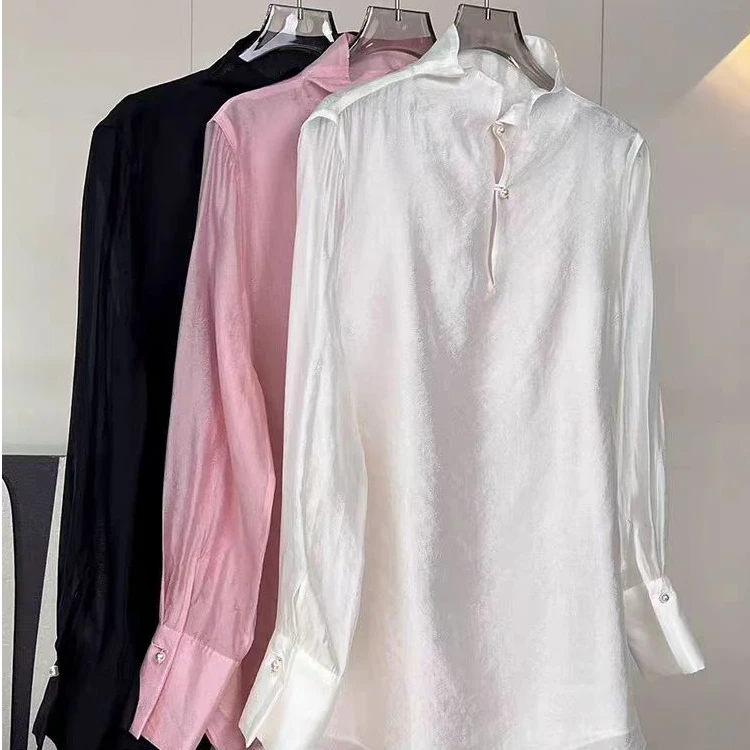 春夏上衣显瘦长袖气质网红时尚休闲百搭打底黑色宽松