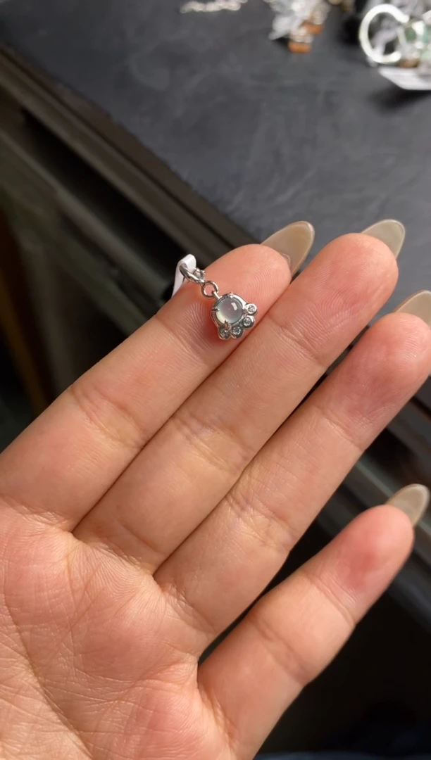 银S925镶嵌戒指翡翠天然A货翡翠