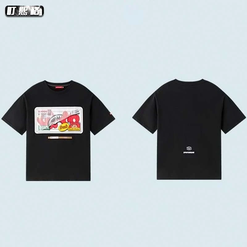 潮牌印花夏季重磅宽松运动纯棉透气短袖男休闲圆领百搭上衣T恤