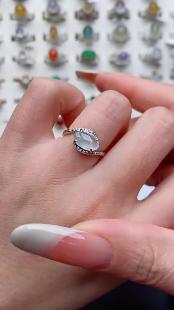 银S925镶嵌戒指翡翠...