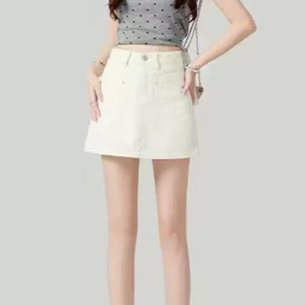 牛仔半身裙女夏新款高腰显瘦防走光A字半身裙#8510
