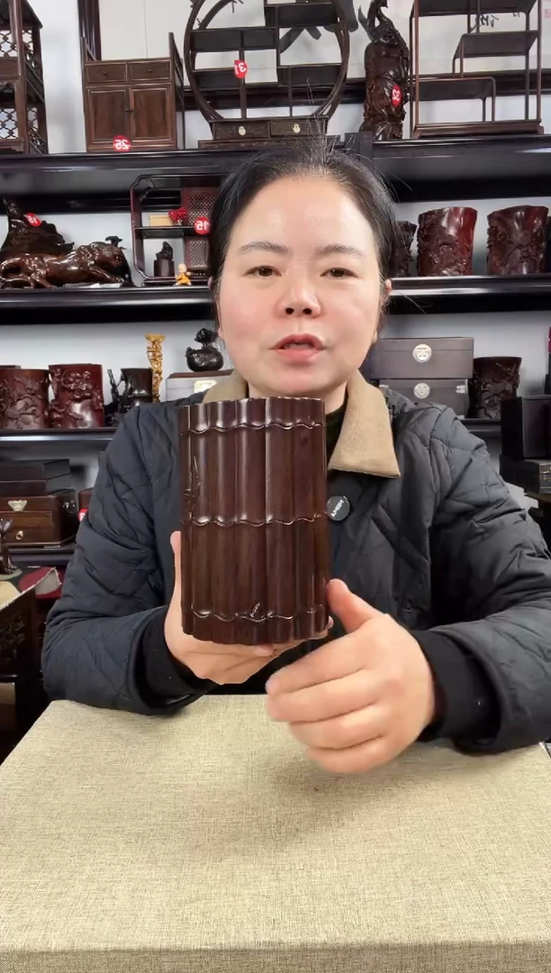 木竹节笔筒老李红木工艺品