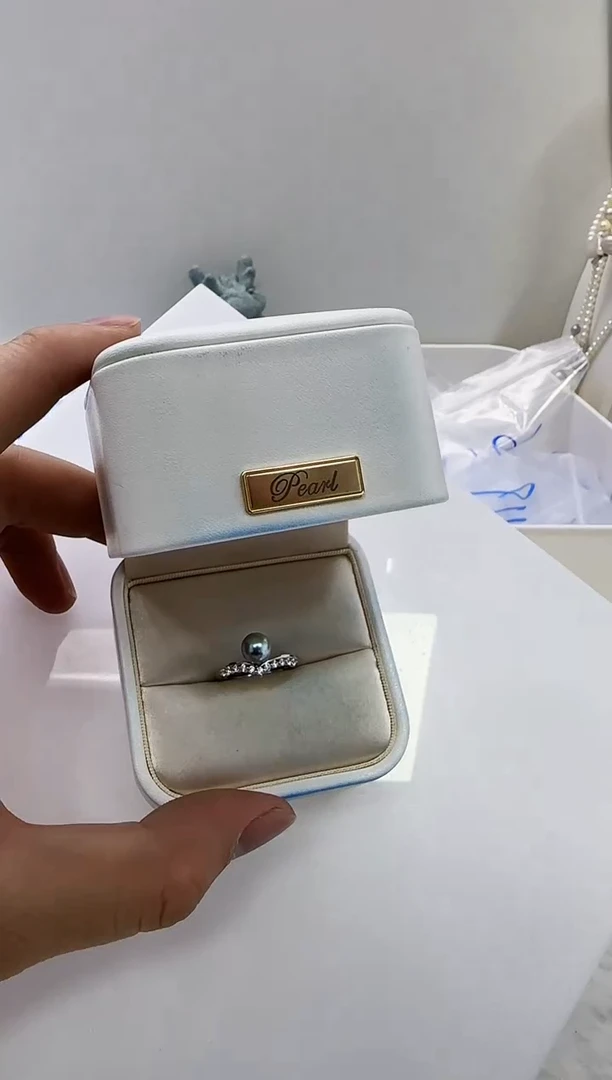 【闪购商品】海水珍珠DA银S925镶嵌c791 灰珠戒指7