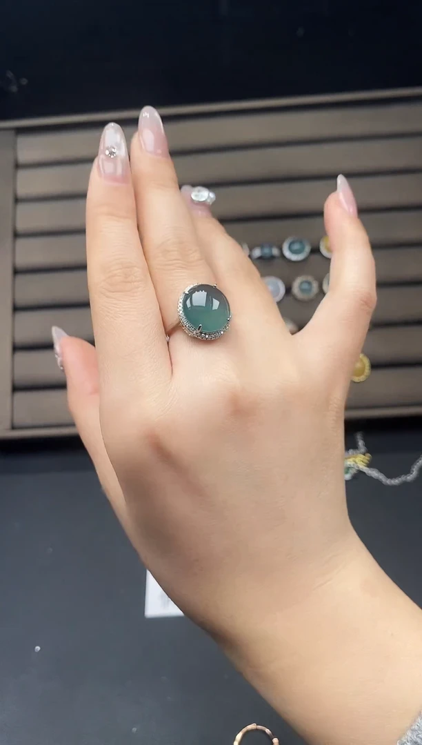 银S925镶嵌戒指翡翠373788