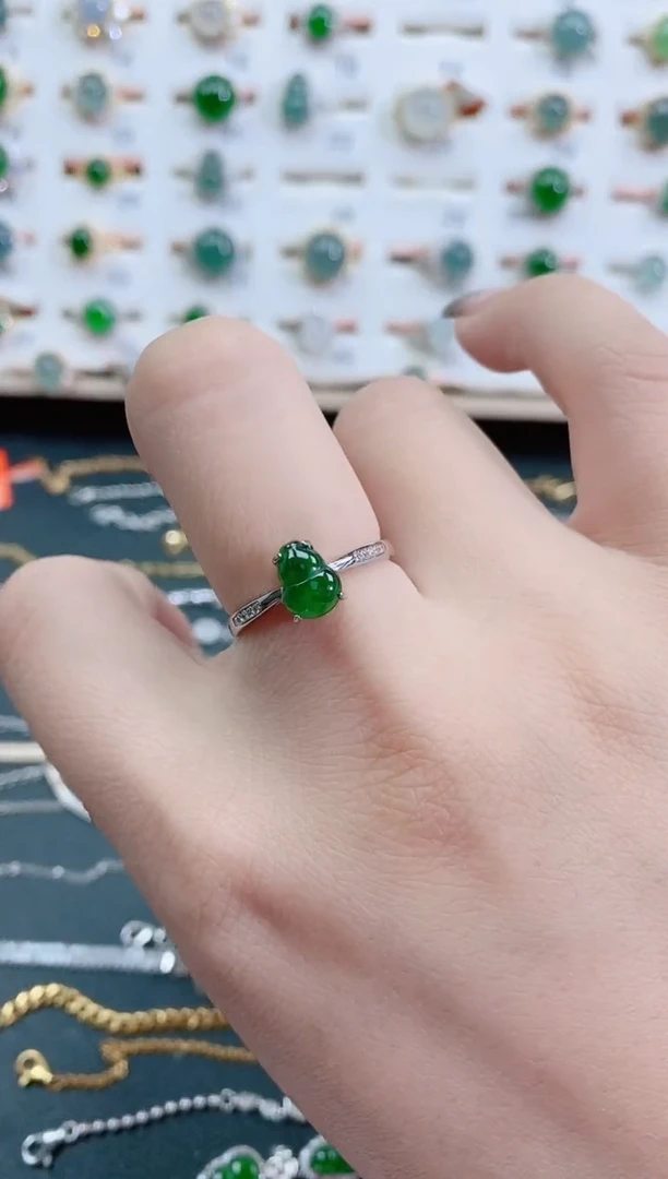 银S925镶嵌戒指翡翠天然翡翠