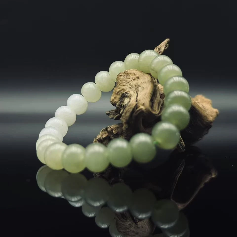 和田玉渐变算盘珠手串（10mm）2143