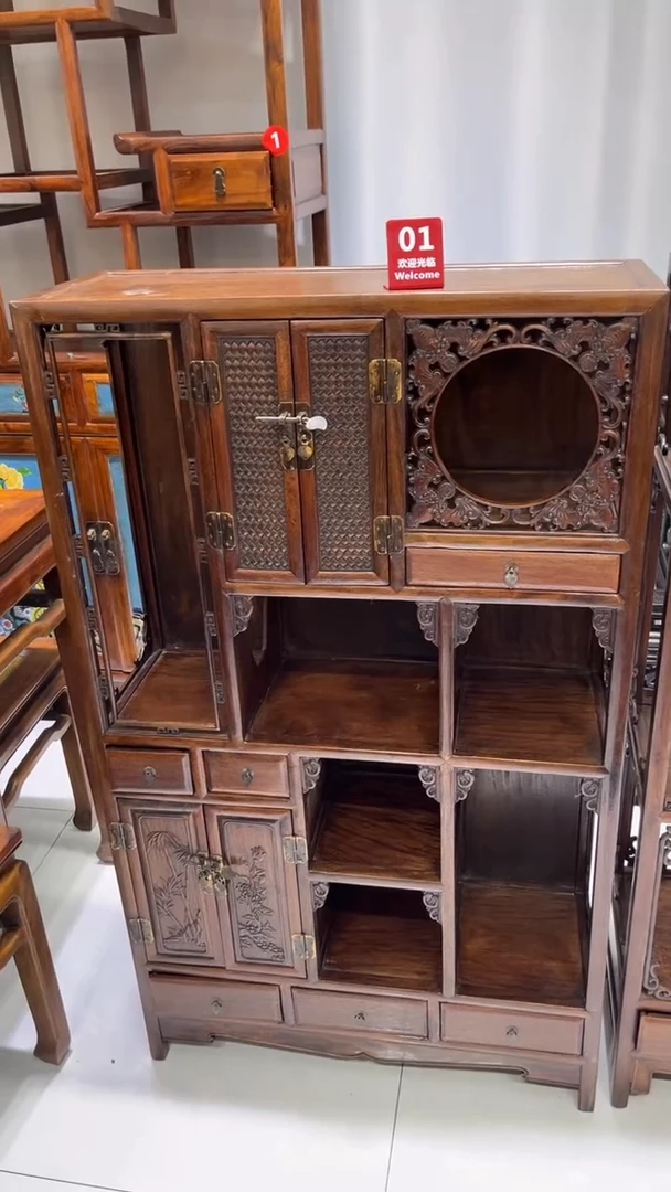【闪购商品】木缅花雕刻多宝阁多宝阁